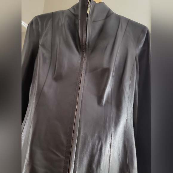 Cole Haan Lambskin Chocolate Leather Jacket 💯 BEAUTIFUL - Picture 10 of 10